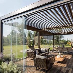 China Aluminum Metal Alloy Louvered Flip Pavilion Gazebos With Polycarbonate Roof wholesale