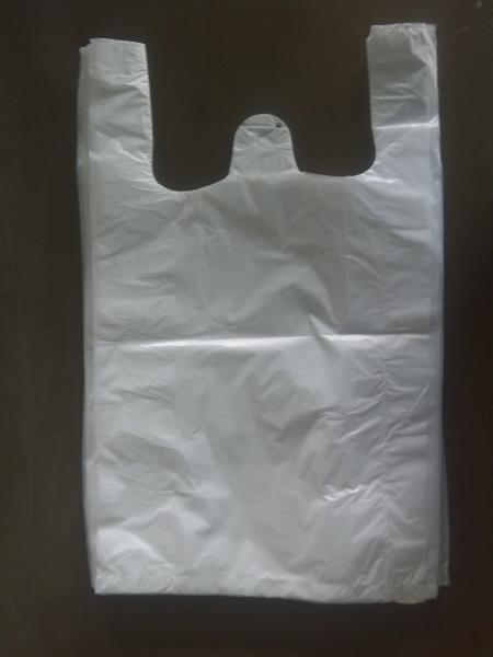 300+160*525mm 15mic White Unprinted Plastic T-Shirt Bag - 1000/Case , HDPE