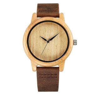 China Wooden PC21S Quartz Movement Watch Genuine Leather Strap Design wholesale