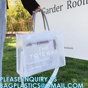 China Wholesale Summer Clear Mesh PVC Beach Bags Transparent Design Tote Bags Women Luxury Handbags For Outdoor wholesale