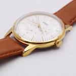 Mens Stainless Steel Chronograph Watches / Gold Color Belt Watches For Gents