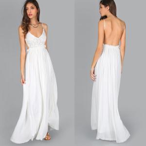 China Greek Goddess V neck Maxi Crochet Dress Summer Apparel wholesale