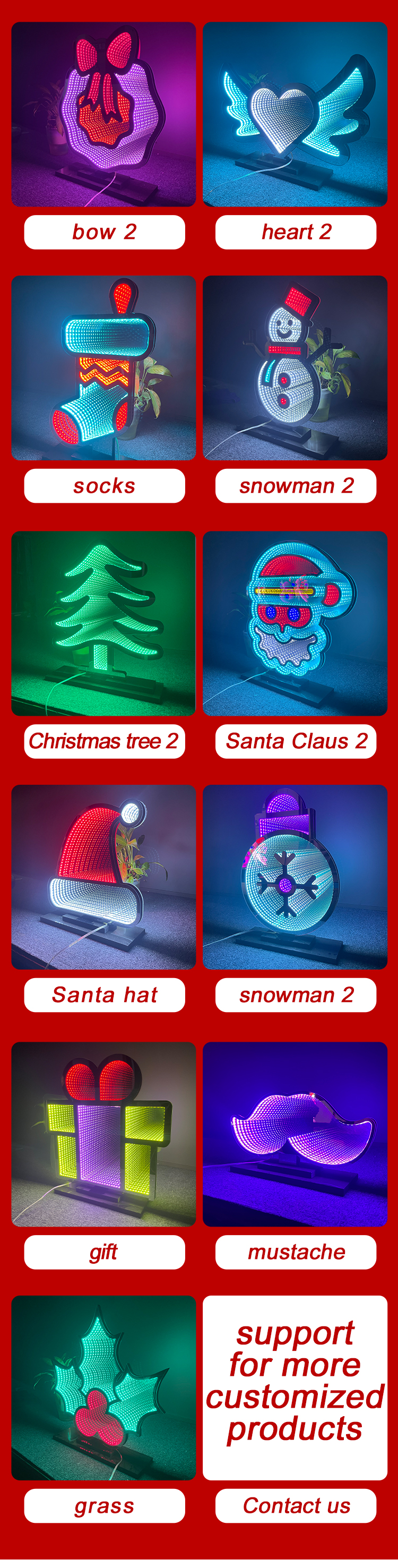 DC 12V LED Light Christmas Snow Globe Acrylic Magic Mirror Abyssal Infinite Mirror 's