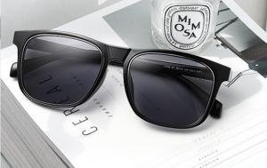 China Square TAC Polarised Glass Sunglasses , Square Plastic Sunglasses Men Black wholesale