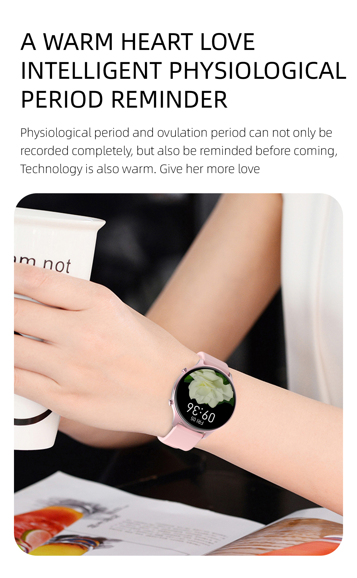 Auto Focus 1.28inch Touch Screen Smart Bracelet With Alarm Clock