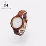 Ladies Red Sandal Wooden Wrist Watch 38mm Diameter White Dial Art