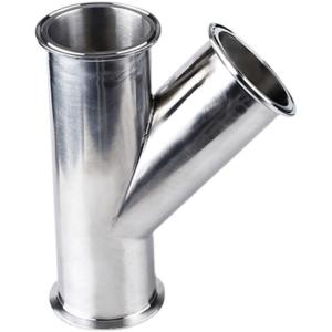 China Quick Install Stainless Steel 304 316 Sanitary Clamped Lateral Tee 45 Degree Y Branch Pipe Fitting wholesale