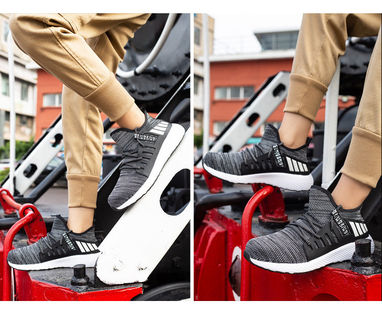 Breathable Flying Knit Work Shoes Comfortable Safety Shoes Kevlar Midsole Steel Toe EVA Sole