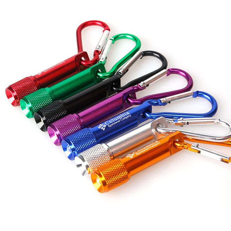 Carabiner LED Emergency Flashlight 1 Mode Metal Material Cell Botton Battery Type