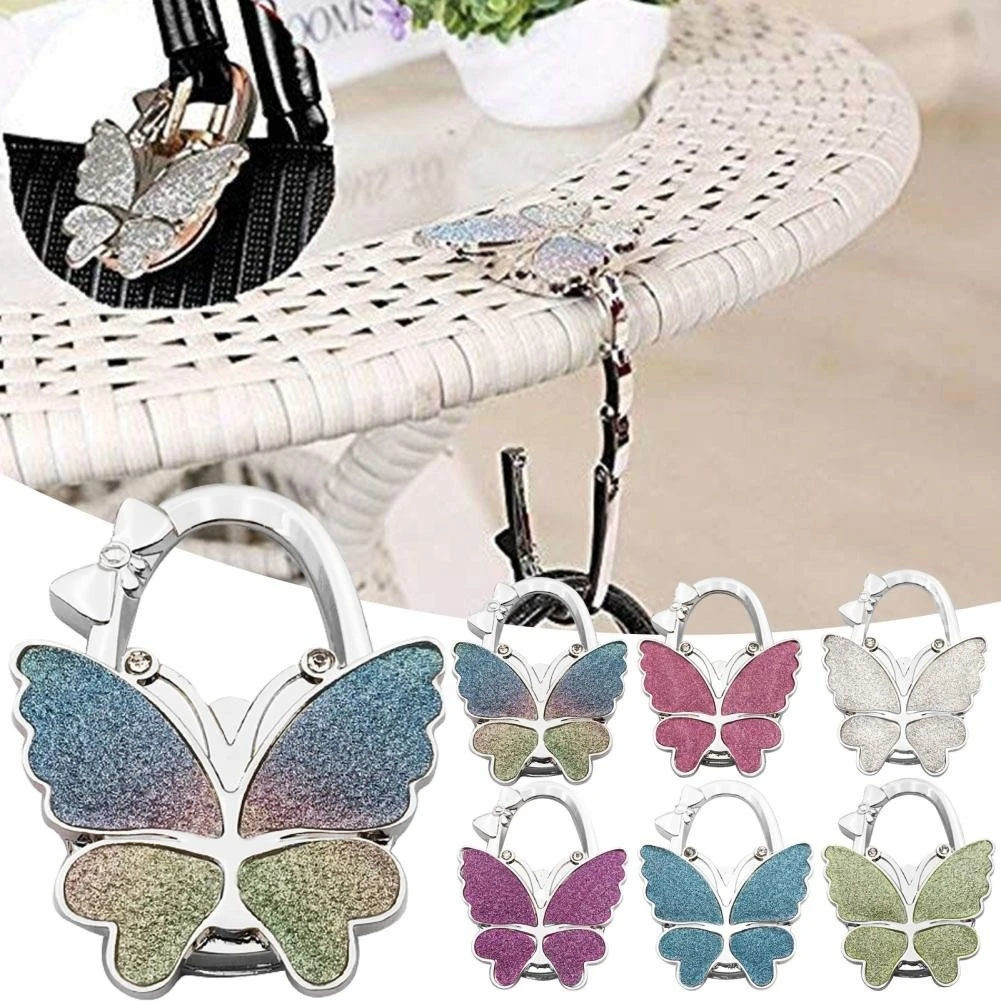 Table Butterfly Handbag Hanger Hook Foldable Portable for Purse Bag