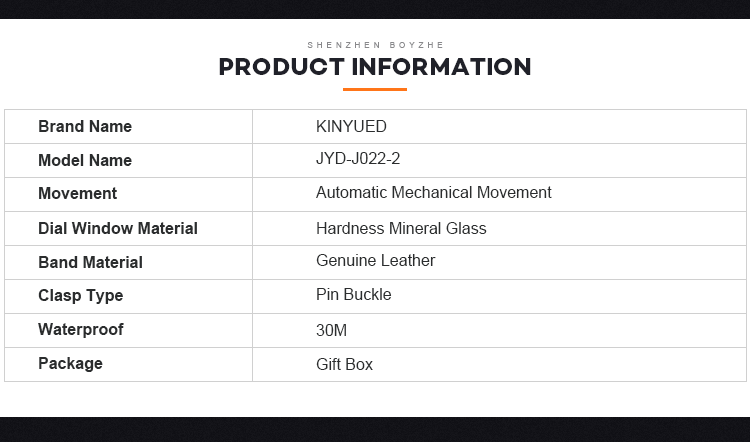 KINYUED J022-4 Minimalist Black Dial Leather Strap Watches Complete Calendar Automatic Mechanical Waterproof Watch Montr