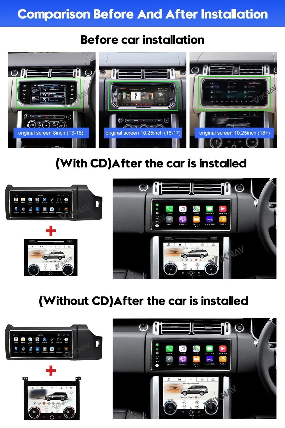 12.3 Inch Android Auto Stereo For Range Rover Vogue L405 GPS Navigation Multimedia Player Wireless Carplay BT 4G