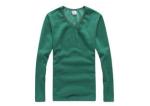 Green Long Sleeve Men's T - Shirts Casual V Neck Blank Cotton Keep Warm
