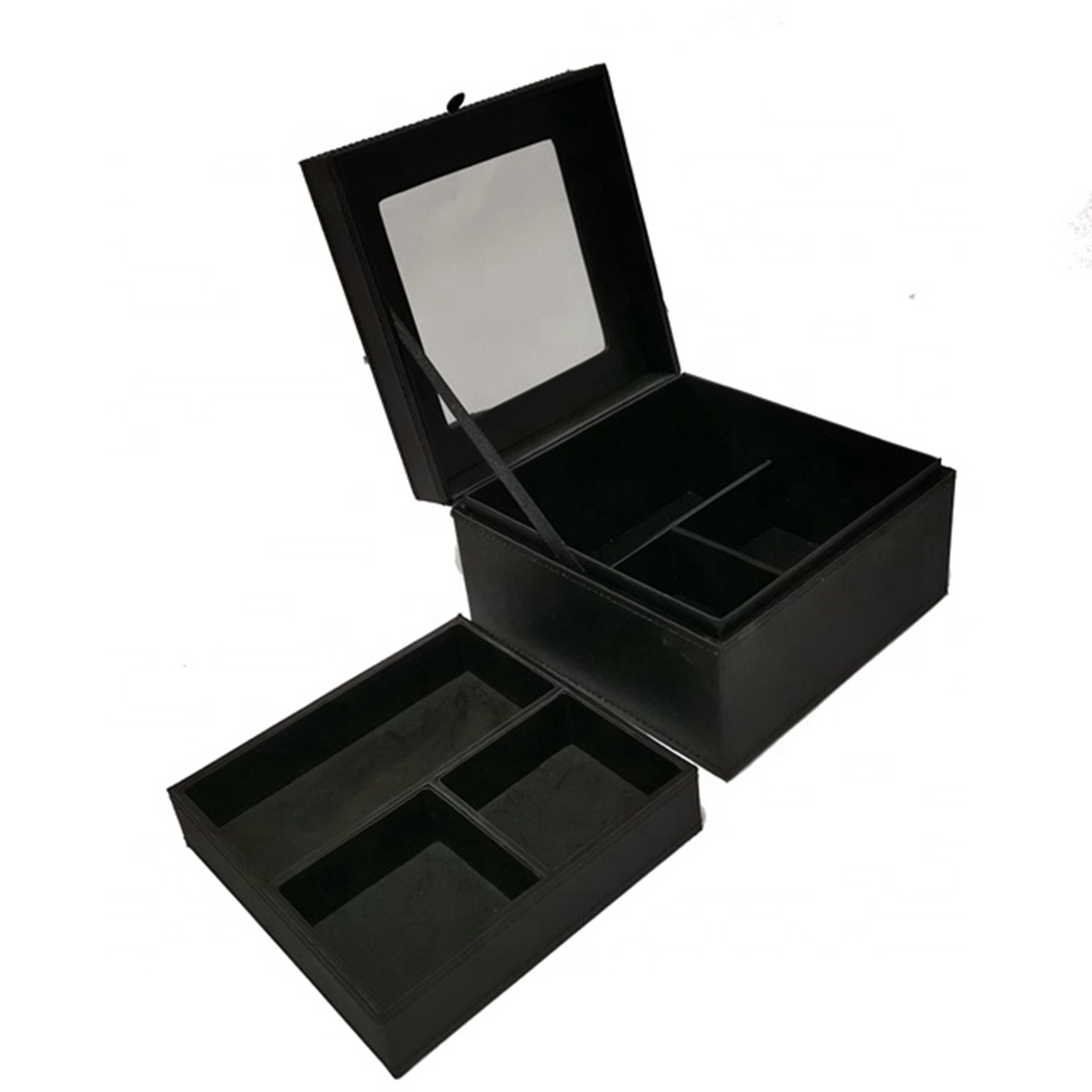 Handmade Luxury Fancy Jewelry Box With Mirror Black Color Custom Size