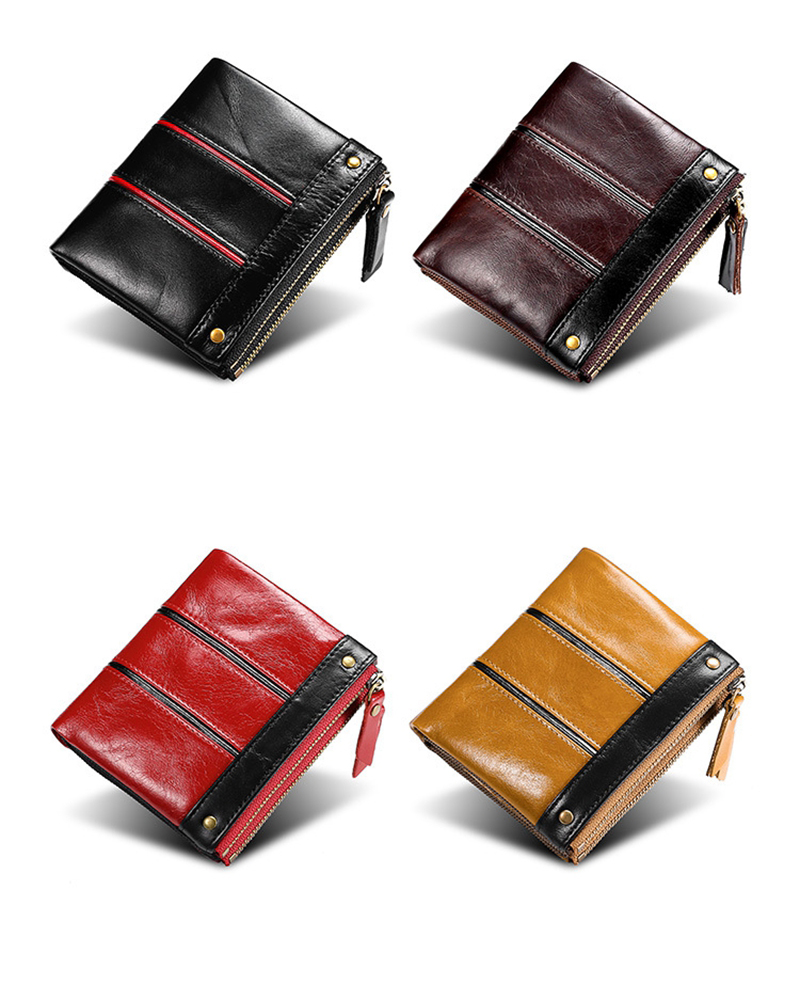 Vintage Style Minibook Men's Wallet with Zipper Closure and Hasp Closure 11.5*10.5*3cm