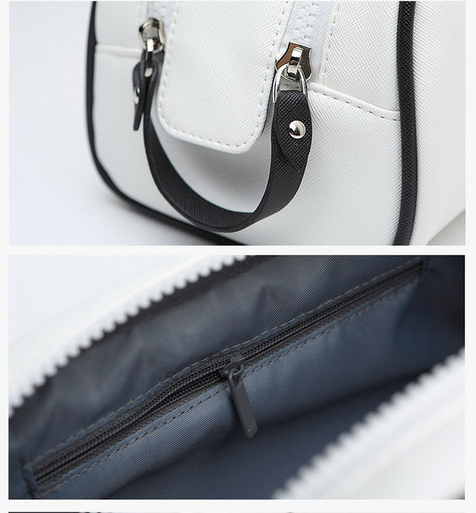 Reusable White PU Cosmetic Bag With Digital Printing Logo