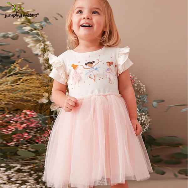Girls' Pink Dress Summer New Fashion Print Cartoon Design Princess Dress Short