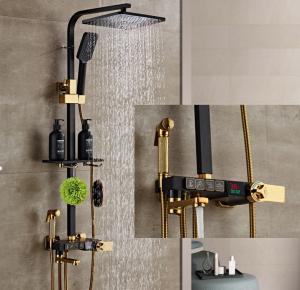 China Black Golden Copper 314SUS Intelligent Shower Faucet With Button wholesale