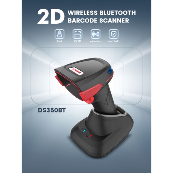 New Wireless2.4G+ Blue Tooth 2D Barcode Scanner Qr Code Reader with Charging Base for Retail Supermarket 2 Years Warrtary