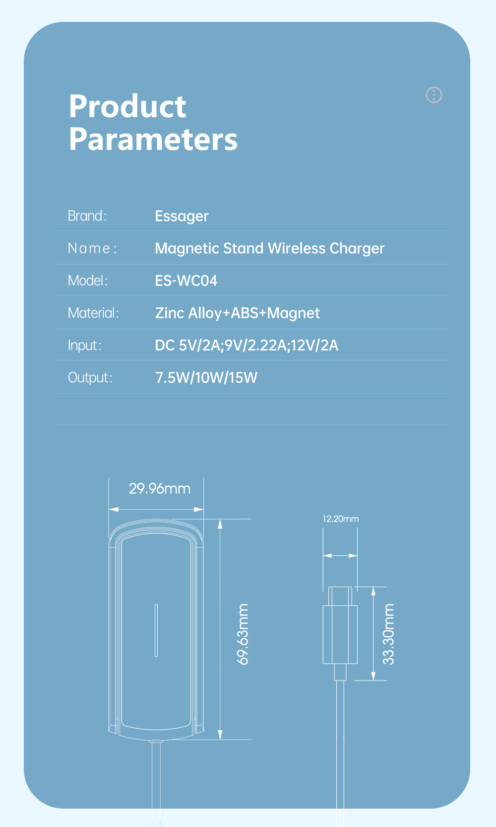 Essager 2022 Aurora New Style Magnetic Wireless Mini 15W Charger 10W 7.5W Mobile Phone Charger With Holder Function
