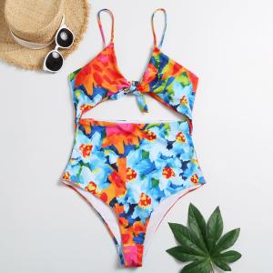 China Tiered Layer Tie a Knot Front Top With Low waist Bikini swimsuit high cut wholesale