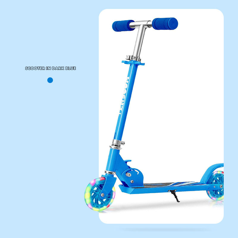 Unisex Children's Scooter Lightweight Folding Double Wheel Scooter with Brakes Ride On Toy