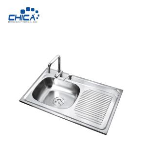 China Light grey color rectangular Stainless Steel Kitchen Sink Single Bowl Kitchen Sink Topmount Kitchen Sink With Wing wholesale