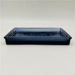 Vintage Ocean Blue Glass Bathroom Accessories Square Shape With Metal Parts