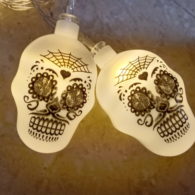 10LED Halloween Pumpkin Spider Bat Skull String Lights Lamp DIY Hanging Horror Halloween Decoration For Home Party Supplies