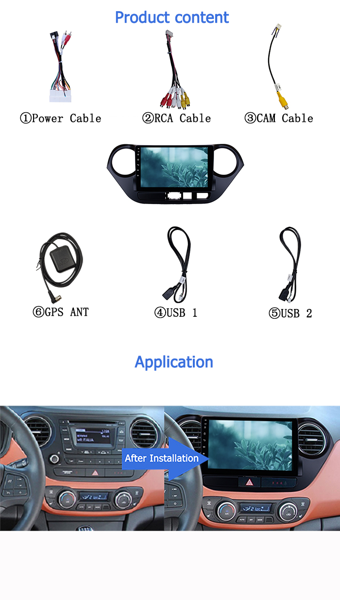 Wifi USB Hyundai Touch Screen Radio 9 Inch Double Din Car Stereo