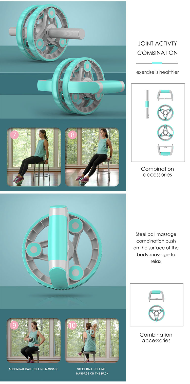 PP Stable Handle Multifunction Abdominal Exercise Wheel Ab Wheel Roller Set