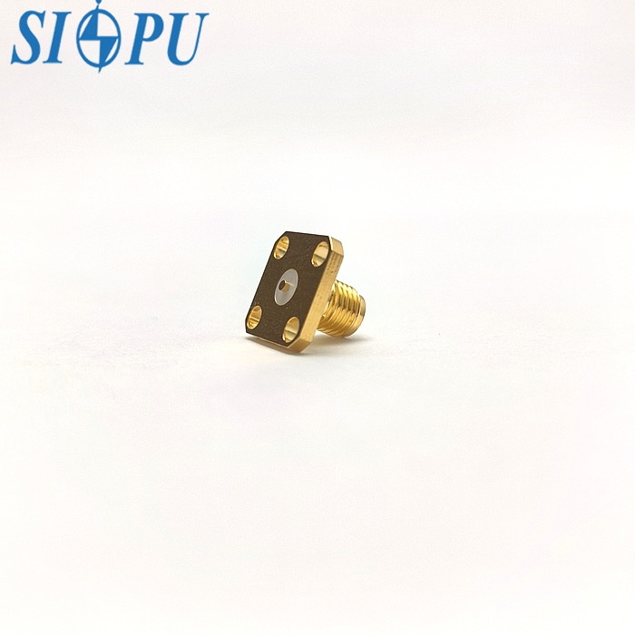 Robust Brass SMA 4-Hole Flange-Mounted Receptacle Gold-Plated RF Coaxial Connector for Stable Frequency Transmission