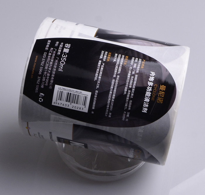 Printing custom glossy lamination waterproof strong self adhesive paper car interior cleaning detergent labels