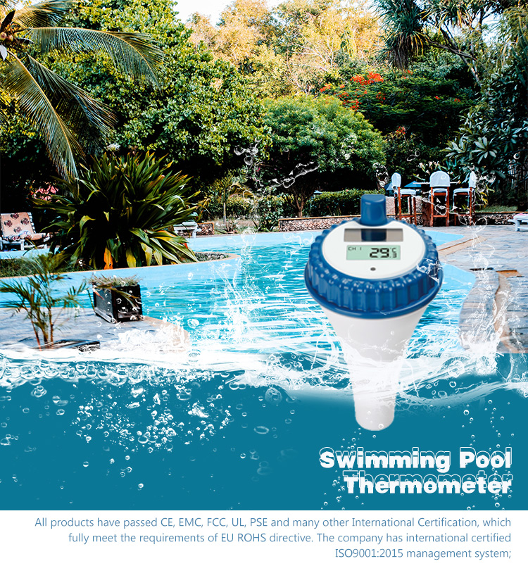 WT0124 Wireless Solar Pool Thermometer Accurate Temperature Display For Outdoor Pools
