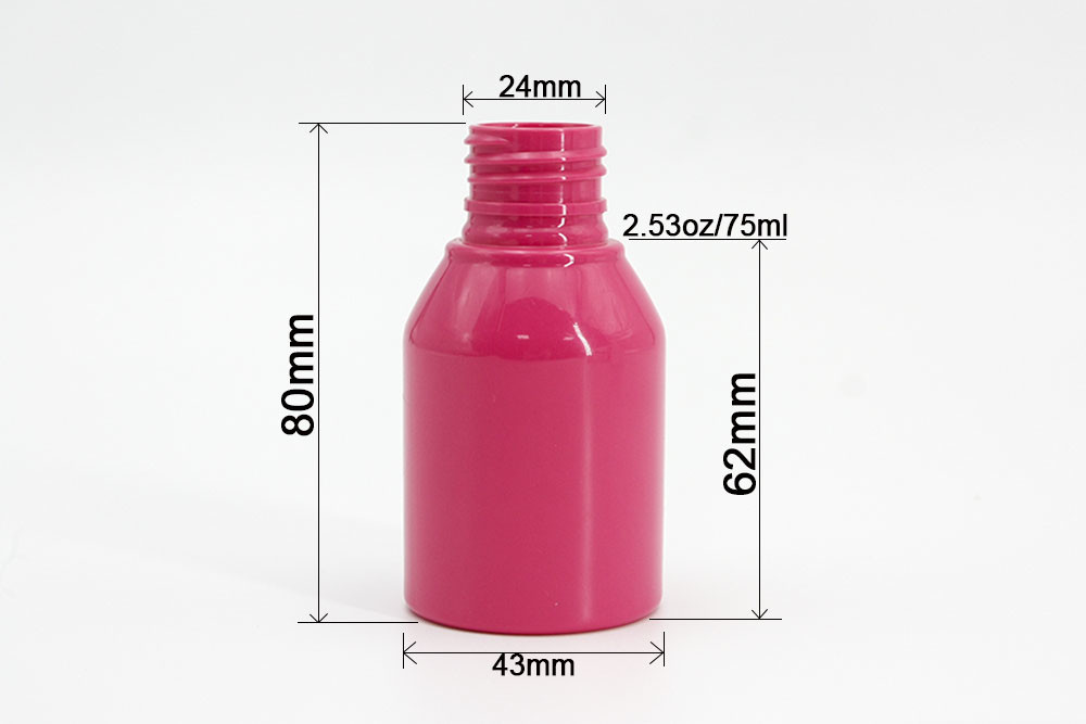 70ml 75ml PET Round Plastic Lotion Bottle Small Hot Pink Cosmetic Packaging Spray Bottle Colorful Flip Cap Screw Cap