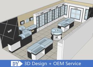 China OEM 3D Design Store Jewelry Display Cases Wooden Shinning White / Black wholesale