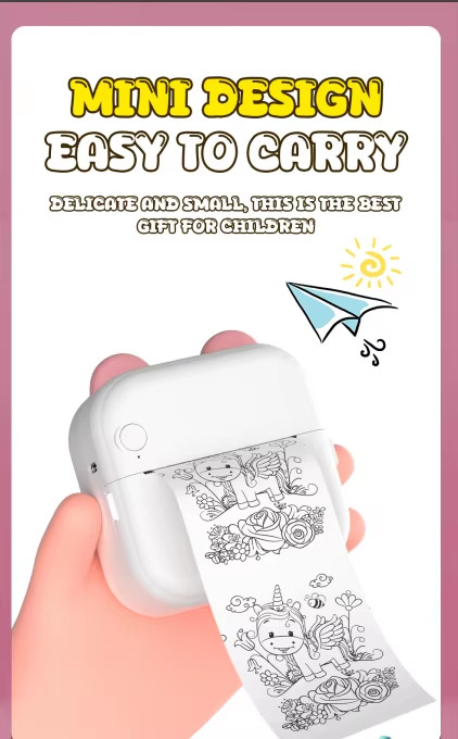 Rechargeable Wireless Mini Inkless Printer Sticker USB C Lightweight