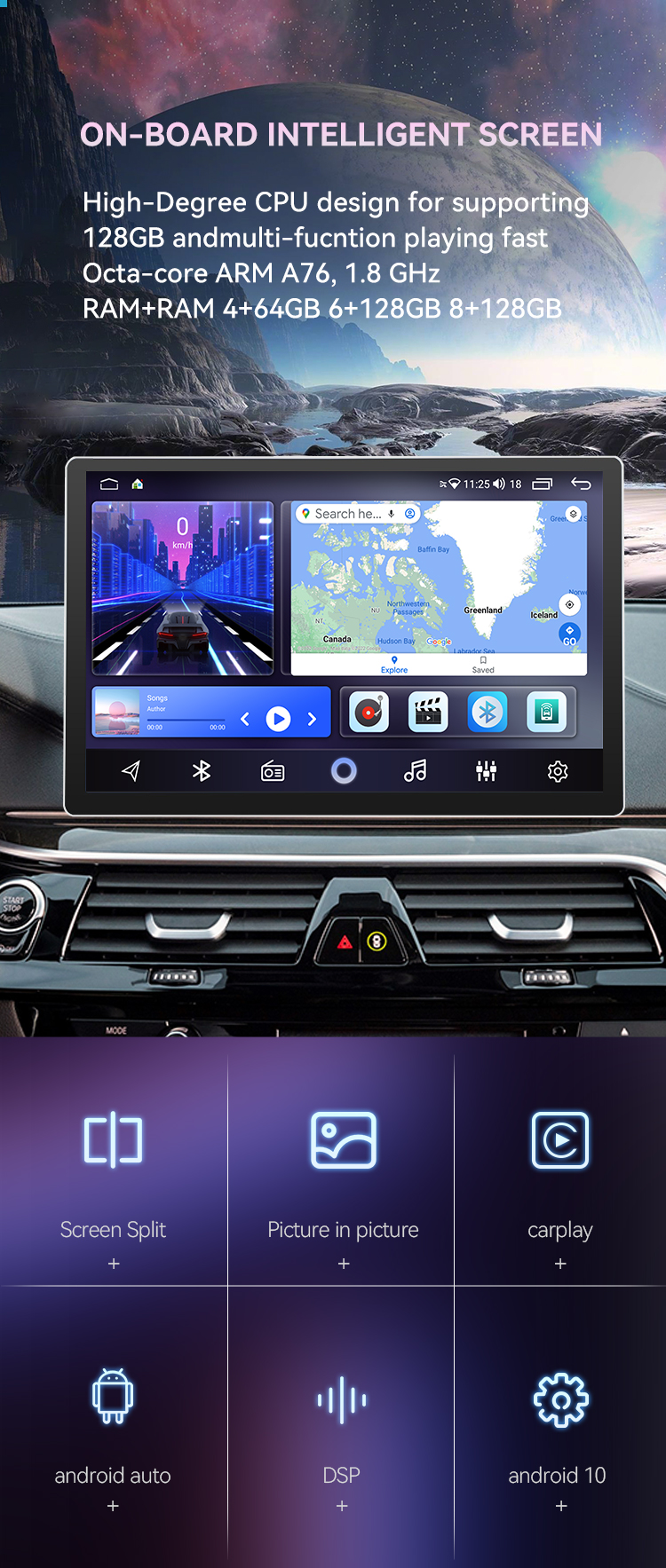 Android 12 Universal Car Player Double Din 13.3 Inch Touch Screen Car Radio