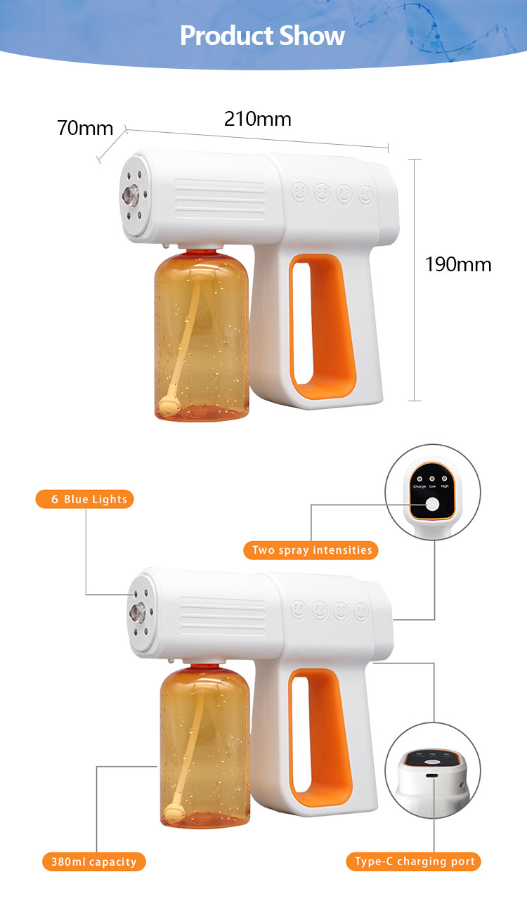 Green Or Orange Color Disinfection Spray Gun Super Long Standby Portable Charger