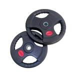3 Holes Black Rubber Coated Weight Plate Free Weights Barbell Plate