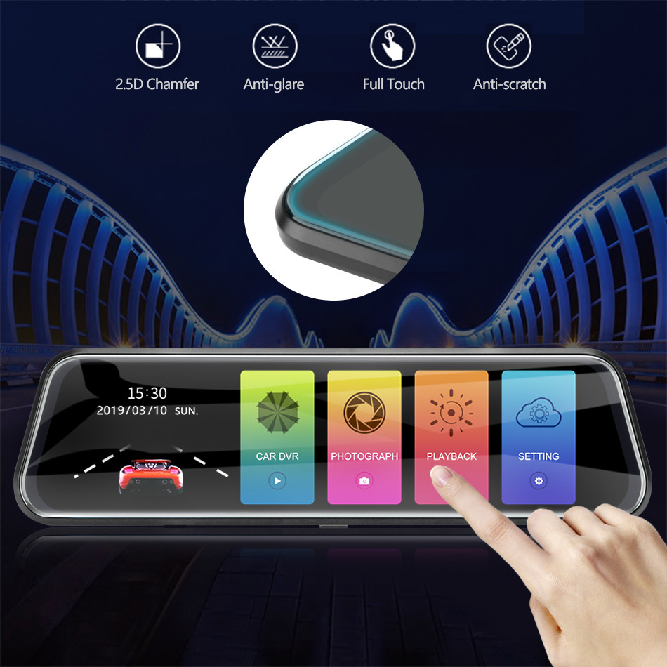 9.66 Inch Dual Wireless Dashboard Camera Dash Cam Video Driving Recorder 170 Degree