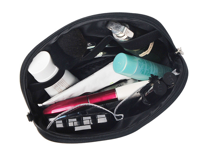 High Density Polyester Travel Cosmetic Bags Light Weight With Embroidered Handle