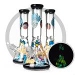 Rick And Morty Art Beaker Bong Night _ luminous Design Heady 7MM Glass Hookah
