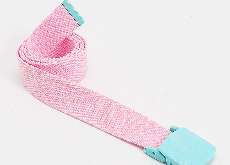Candy Color Cotton 120cm Length Knitted Belt Alloy Buckle Woven Canvas Belt