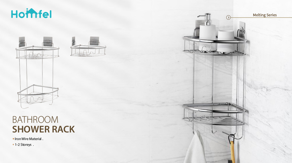 Steel Hanging Bathroom Shower Caddy ，Dual Tier Shower Rack Organizer
