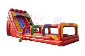 China Triple Lane Kids / Adult Inflatable Slide Colorful With Efficient Air Blower wholesale