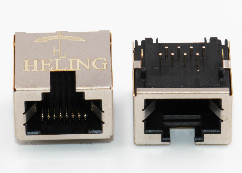 Right Angle RJ45 Female Connector Tab Up , Rj45 Female Socket RoHS Compliant