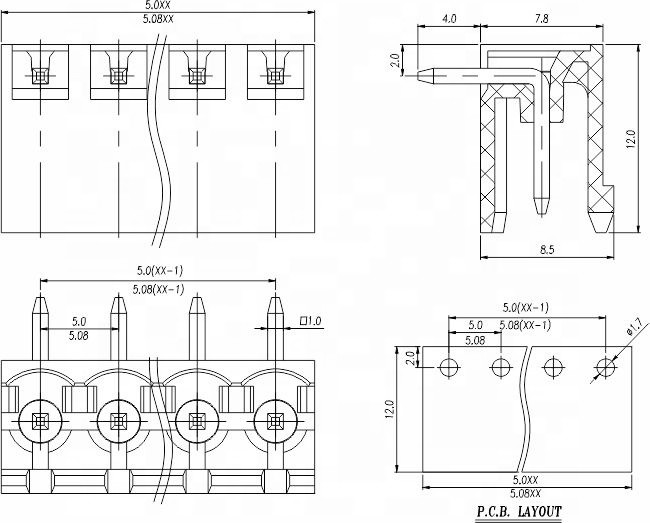 Male 5.0 5.08mm Pitch Pluggable PCB Screw Terminal Blocks