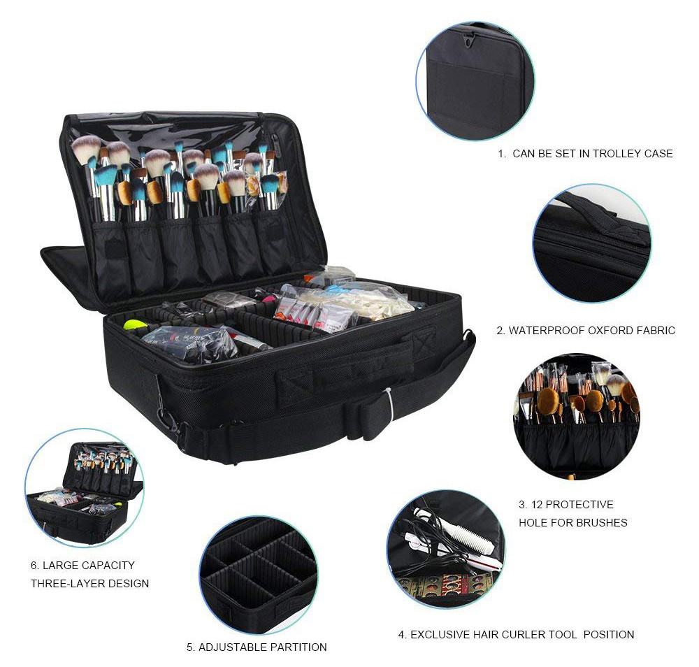 3 Layer Polyester Artist Brush Box With Adjustable Dividers