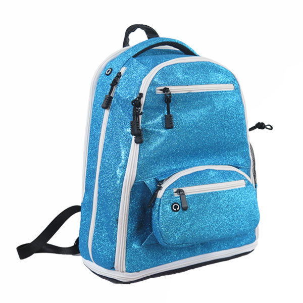 Trendy Custom Cheer Backpacks / Blue Glitter Backpack With Computer Interlayer
